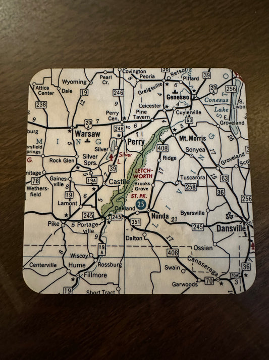 Coaster with Map of Letchworth